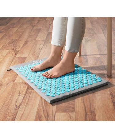 Acupressure Mat for Relaxation & Stress Relief - 68x42x2 cm - Portable with Carrying Bag - Grey Background - Buy Online on GoSupps.com