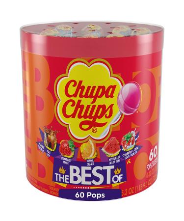 Chupa Chups Candy Lollipops Drum Display - 60 Count Assorted Flavors for Kids, Holidays, Parties, Office, Concessions - Buy Online on GoSupps.com