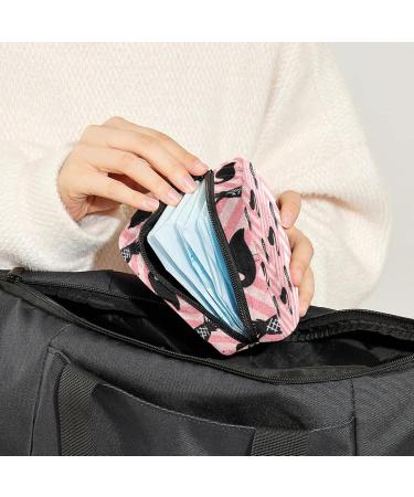 Womens Bonds Storage Pockets Stillpad Holder - Portable Period Kit Bag with Flamingo & Pineapple Design | Feminine Product Bag for Girls - Black & Pink - Buy Online on GoSupps.com