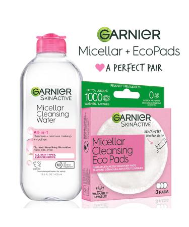 Shop Garnier Micellar Water & Eco Pad Starter Kit - All-In-One Facial Cleanser & Reusable Makeup Remover Pads - Buy Online on GoSupps.com