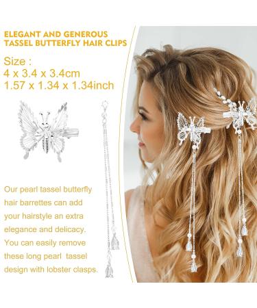 ONCHSH 3D Moving Butterfly Hair Clips - Silver Wedding Hair Accessories for Women and Girls - Buy Online on GoSupps.com