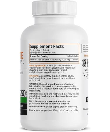 Sodium Ascorbate 1000mg Tablets - Non Acidic Vitamin C Supplement for Immune Support - Gentle on Stomach, Powerful Antioxidant - 250 Count - Buy Online on GoSupps.com