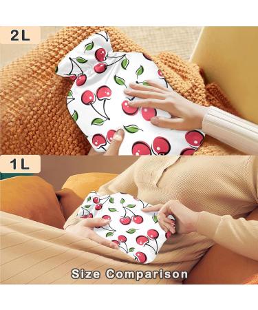 NAANLE Cartoon Cherry Berries 1L Heat Bottle - Transparent Hot Water Bag for Bed Hand & Foot Warmer Pain Relief & Cold Therapy - Buy Online on GoSupps.com