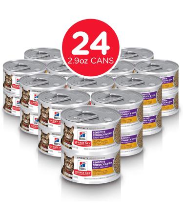 Hill's Science Diet Sensitive Stomach & Skin + Adult Urinary & Hairball Control Canned Cat Food Cat Food + Cat Food Savory Chicken Chicken & Vegetable 82 g (Pack of 24) - Buy Online on GoSupps.com