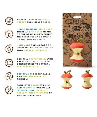 Oli & Carol Pepa the Apple Baby Teething Ring - Natural Rubber Red Teether for Infants | Shop Internationally - Buy Online on GoSupps.com
