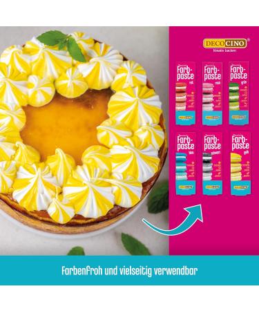 Decocino Color Paste Set - 6 Azo-Free & Gluten-Free Food Colors for Cakes Fondant & Creams | Red Pink Green Yellow Blue Black - International Shipping - Buy Online on GoSupps.com