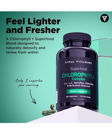 Vital Vitamins Chlorophyll Complex 60 ct + Hyaluronic Acid Capsules 60 ct - Buy Online on GoSupps.com