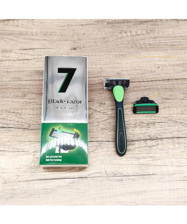 Portable 7-Layer Shaving Set with Weighted Rubber Handle - Unleash Your Grooming Potential | Replaceable Head Care Tool - Buy Online on GoSupps.com