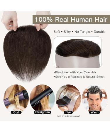 Elailite Men's Toupee V-Shape Hairline Hair Extension Real Human Hair Invisible Forehead Hairpiece Fringe Bang Replacement System (4 * 18cm) (#02 Dark Brown 6 Inch) 6 Inch FRINGE #02 Dark Brown - Buy Online on GoSupps.com