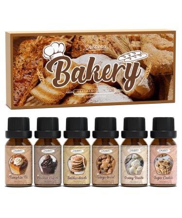 SALUBRITO Bakery Fragrance Oils Set Fall Essential Oils Gift Set for Diffuser Candle Soap Making Pumpkin Pie Chocolate Cupcake Snickerdoodle Gingerbread Creamy Vanilla Sugar Cookies