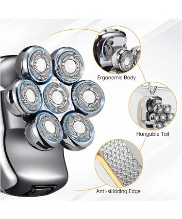 Men's Electric Head Shaver Razor - Rechargeable Cordless 6 in 1 Waterproof Wet/Dry Shaving & Beard Trimmer for Bald Men - Buy Online on GoSupps.com