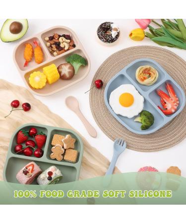 FireTink 3-Piece Silicone Baby Plate Set - BPA-Free Suction Cup Slip-Resistant Children's Dishware with Fork & Spoon - Buy Online on GoSupps.com