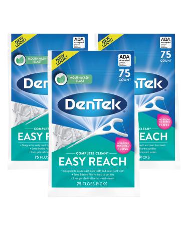 DenTek, Complete Clean Floss Picks 75 Floss Picks Pack of 3, 225 Count 75 Count (Pack of 3)