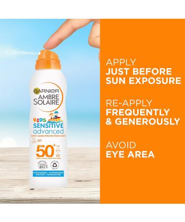 Ambre Solaire Kids Sensitive Anti-Sand Sun Cream Spray SPF50+ 200ml - Best Protection for Sensitive Skin - Buy Online on GoSupps.com