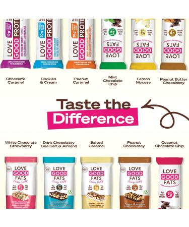 Love Good Fats High Protein Bars Rich Chocolate Caramel - Whey Protein and Collagen - 19g Protein includes 6-7g Collagen 1g Net Carbs 2g Sugar - Low Carb Low Sugar Keto Friendly 12 Pack - Buy Online on GoSupps.com