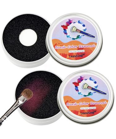 2 pack Makeup Brush Cleaner Sponges - Switch Eyeshadow Color Immediately & Dry Clean Makeup Brushes, Brush Cleaning Sponge Box for Home and Travel 2Pcs Black acticarbon scrubbing sponge