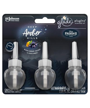 Glade PlugIns Scented Oil Air Freshener Refill | Deep Amber Hills Scent - 3 Count Oil Refills Per Package (0.67 Ounce Each) - One (1) Package (Total - 2.01 Fl. Oz.)