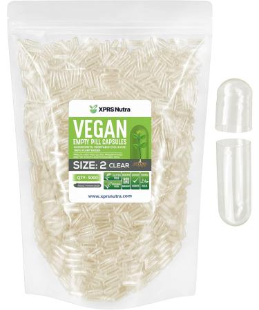 XPRS Nutra Size 2 Empty Capsules 5000 Clear Empty Vegan