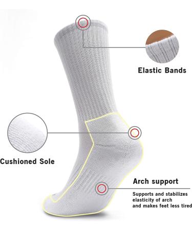 MONFOOT Solid White Crew Socks 8 Pack - Men's and Women's Athletic Cushioned Socks (Medium) - Buy Online on GoSupps.com
