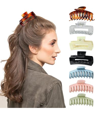 Hair Claw Clips Strong Hold 4 Rectangular Hairpins and 4 Strong Hold 4 inch Large Barrette Clamps for Thick Thin Fine Long Hair - Buy Online on GoSupps.com