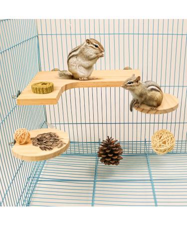 4 Pcs Hamster Wooden Platform L-shaped Large Platform Natural Wooden Parrot Round Standing Board Rat Activity Chinchilla Bird Cage Accessories for Squirrel Gerbil Chinchilla Dwarf Hamster (L) - Buy Online on GoSupps.com