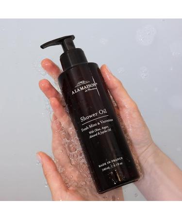 A LA MAISON Cleansing Shower Oil Fresh Mint & Verveine Hydrating Body Wash Alternative with Olive Argan & Jojoba Oils Plant-Based Biodegradable Made in France 8.1 fl oz Amber Collection - Buy Online on GoSupps.com