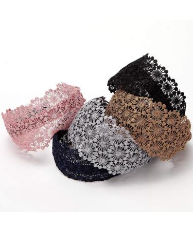 LONEEDY Non-Slip Multicolor Lace Headband Wide-Head Cutout Hard Headbands for Women and Girls (Sun flower) - Buy Online on GoSupps.com