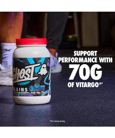 GHOST Clear Gains Mass Gainer Protein Powder - Post-Workout Weight Gainer Mix - 40g of Whey Protein Isolate 440 Calories & 70g Vitargo Carbs - Lean Muscle Building & Recovery - Blue Raspberry - Buy Online on GoSupps.com
