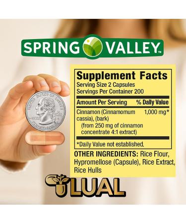 Cinnamon Supplement 1000mg 400 Vegetarian Capsules Contains Cassia Not Ceylon Bundle with Luall's 45 Diabetes Decoded (1) - Buy Online on GoSupps.com