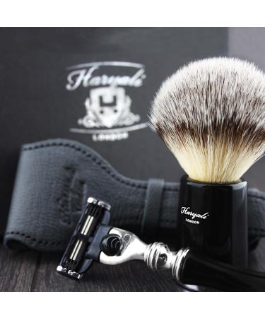 Premium Men's Shaving Set - 3 Blade Safety Razor & Synthetic Badger Hair Brush for Ultimate Shaving Experience - Buy Online on GoSupps.com