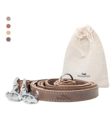 Freudenier dog leash made of certified leather 2m triple adjustable guide leash lovingly produced in Holland high quality and stylish (Dark Chocolate 20mm wide) 20mm wide Dark Chocolate - Buy Online on GoSupps.com