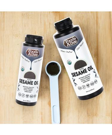 Organic Cold-Pressed Black Sesame Oil - Foods Alive 8 fl oz (236 ml) - Buy Online on GoSupps.com