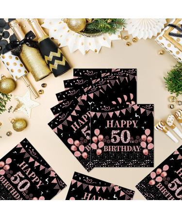 40 Ros gold Napkin Set | 50th Birthday Party Paper Napkins 33x33cm | Perfect for Stylish Celebrations - Buy Online on GoSupps.com