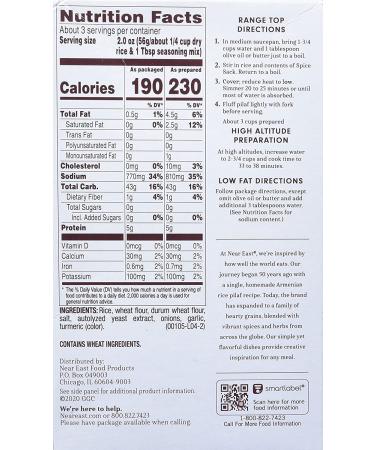 Near East Rice Pilaf Original Mix 6.09 Oz x 6 Pack - 100% Natural Ingredients - Buy Online on GoSupps.com