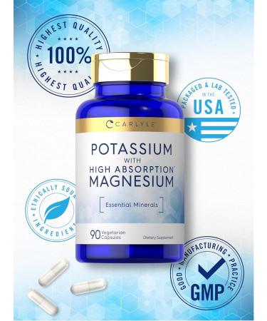 Carlyle Potassium Magnesium Supplement | 90 Capsules | High Absorption | Vegetarian Non-GMO & Gluten Free - Buy Online on GoSupps.com
