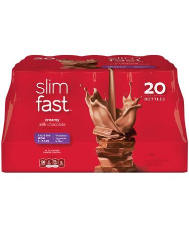 Slim Fast Original weight loss Meal Replacement RTD shakes with 10g of protein and 4g of fiber plus 24 Vitamins and Minerals per serving, Creamy Milk Chocolate, 20 Count
