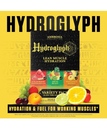 Ambrosia Hydroglyph Intraworkout Electrolytes Hydration Drink Mix | Sugar Free Electrolyte Powder with Amino Acids | Supports Lean Muscle During Fasting | 30 Servings | Variety Pack Variety On-the-Go Packs - Buy Online on GoSupps.com