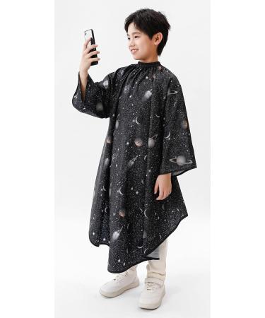 PERFEHAIR Kids Hair Cutting Cape with Sleeves | Professional Salon & Home Use | Black Space Print for Boys & Girls - Buy Online on GoSupps.com
