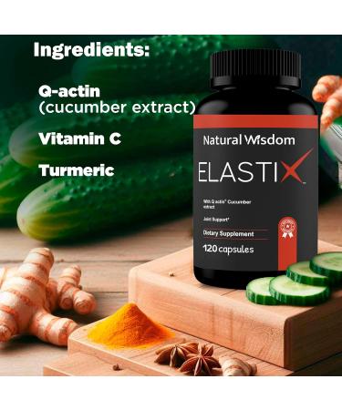 Elastix Joint Health Supplement with Q-actin Cucumber Extract & 95% Curcuminoid - Gluten Free 100% Natural 120 Capsules - International Shipping Available - Buy Online on GoSupps.com