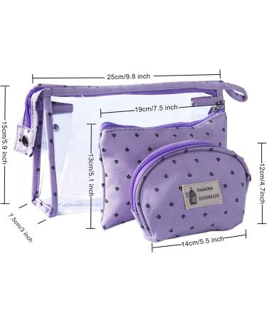 Shop 3-Piece Waterproof PVC Cultural Bag Set - Transparent Makeup & Cosmetic Bags for Women - Purple Travel Wallet - Buy Online on GoSupps.com