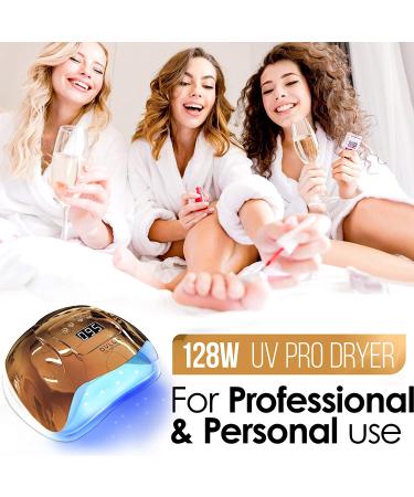 OVLUX 128W UV LED Nail Lamp - Rapid-Curing Gel Nails Dryer for Manicures/Pedicures - Dual-Voltage - Extra-Long Cable - Professional Gel Lamp for Homes/Salons - Gold - Buy Online on GoSupps.com