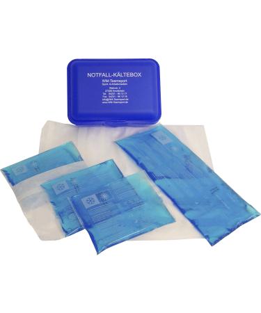 Practical cold box with 4-pack of cooling compresses and 4 matching fleece covers