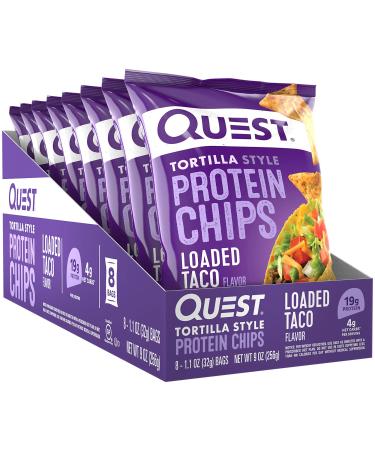 Quest Nutrition Tortilla Style Protein Chips, Loaded Taco, Low Carb, Gluten Free, Baked, 1.1 Ounce (Pack of 8)