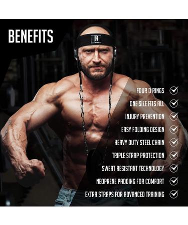 RIMSports Neck Harness for Weight Training - Adjustable Head Harness for Neck Workout and Resistance Training - Heavy Duty Exercise Equipment with Steel Chain - Black - Buy Online on GoSupps.com