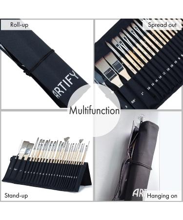 Artify 24-Piece Paint Brush Set Expert Series - Synthetic Brushes for Acrylic, Oil, Watercolor & Gouache - Includes Palette Knife & Cloth Roll - Buy Online on GoSupps.com