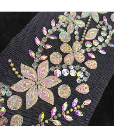 Handmade 10x42cm Crystal Rhinestone Applique for Wedding Dress Decoration - AB - Buy Online on GoSupps.com