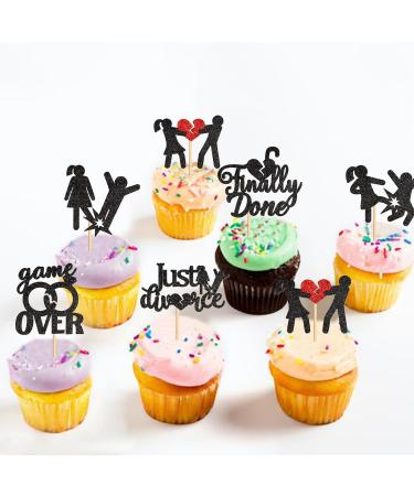 Ercadio 24 Pack Divorce Cupcake Toppers Black Glitter Finally Done Just Divorced Cupcake Picks Divorce Cupcake Picks for Break Up Theme Bachelor Freedom Party Cake Decoration Supplies - Buy Online on GoSupps.com