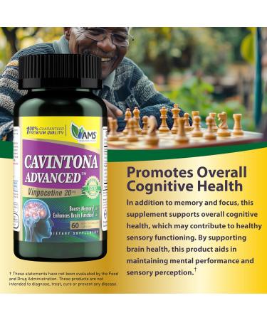 America Medic & Science Cavintona Advanced Supplement Vinpocetine 20mg for Memory Recall & Brain Health Supports Cognitive Function Focus Mental Clarity & Blood Flow 60 Capsules - Buy Online on GoSupps.com