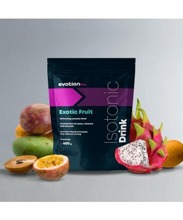 EVOTION PRO Isotonic Drink Powder - 600 g Ideal for Hydration With Electrolytes and Carbohydrates Prevent Muscle Cramps Gluten Free Exotic Fruits - Buy Online on GoSupps.com