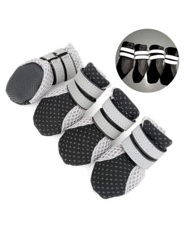 Zunea paw protection dog boot summer slipproof small dog shoes adjustable reflective soft breathable mesh puppies heat-resistant for hot streets M (4-pack) black